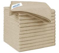 HOMEXCEL Lot de 12 Chiffons en Microfibre,Torchons Lavette Microfibre Ménage,Ultra-Doux, Haute Absorption, Idéal pour Cuisine, Voiture, vitres et Toute la Maison 32 x 32 CM, Marron