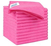 HOMEXCEL Lot de 12 Chiffons en Microfibre,Torchons Lavette Microfibre Ménage,Ultra-Doux, Haute Absorption, Idéal pour Cuisine, Voiture, vitres et Toute la Maison 32 x 32 CM, Rose