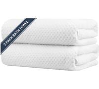 HOMEXCEL Lot de 2 serviettes de bain en microfibre ultra douces, très absorbantes, légères et à séchage rapide, pour le corps, le sport, le yoga, le spa, le fitness, (68,6 x 137,2 cm) (blanc)