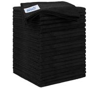 HOMEXCEL Lot de 20 Chiffons en Microfibre,Torchons Lavette Microfibre Ménage,Ultra-Doux, Haute Absorption, Idéal pour Cuisine, Voiture, vitres et Toute la Maison 30 x 30 CM, Noir
