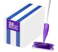 HOMEXCEL Lot de 32 serpillères sèches multi-couches compatibles avec Swiffer Wet Jet - Nettoyant multi-surfaces pour sols en bois dur