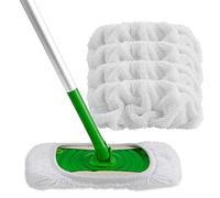 HOMEXCEL Lot de 4 tampons de balai réutilisables en microfibre compatibles Swiffer Sweeper pour nettoyage humide et sec