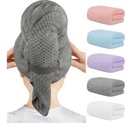 HOMEXCEL Lot de 5 serviettes en microfibre pour cheveux longs, épais et bouclés - 101,6 x 50,8 cm - Super doux - Séchage rapide - Avec sangle élastique