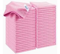 HOMEXCEL Lot de 50 chiffons de nettoyage en microfibre rose pour cuisine, non pelucheux, anti-rayures, très absorbants et réutilisables pour maison, fenêtre et verre, voitures, 29 x 29 cm