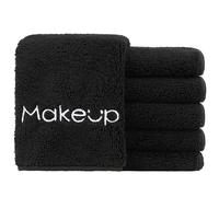 HOMEXCEL Lot de 6 chiffons démaquillants lavables et doux en microfibre pour tous les types de peau, 33 x 33 cm, noir