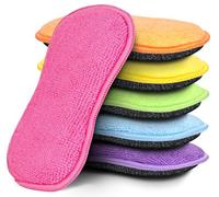 HOMEXCEL Lot de 6 éponges à récurer multi-usages, éponges en microfibre anti-rayures pour nettoyer efficacement la vaisselle, les casseroles, les poêles, et plus encore (multicolore)