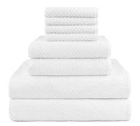HOMEXCEL Lot de 8 serviettes de bain en microfibre - 2 serviettes de bain, 2 essuie-mains et 4 débarbouillettes, super douces, très absorbantes pour salle de bain, salle de sport, hôtel et spa (blanc)