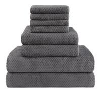 HOMEXCEL Lot de 8 Serviettes de Bain en Microfibre - 2 Serviettes de Bain, 2 essuie-Mains et 4 débarbouillettes, Super Douces, très absorbantes pour Salle de Bain, Salle de Sport, hôtel et Spa (Gris)