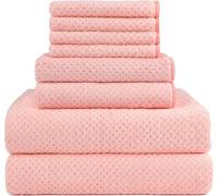 HOMEXCEL Lot de 8 Serviettes de Bain en Microfibre - 2 Serviettes de Bain, 2 essuie-Mains et 4 débarbouillettes, Super Douces, très absorbantes pour Salle de Bain, Salle de Sport, hôtel et Spa (Rose)