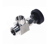 HOMEXO Vanne à pointeau Acier Inoxydable SS304 Filetage Femelle à Angle Droit BSP 1/8"; 1/4"; 1/2" for Eau Gasoil 1pc (Size : 3/8")