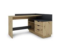 Homexperts Baltasar Bureau, Chêne Anthracite, 129 x 83,5 x 105cm (BxHxT)