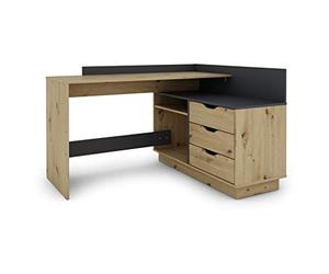 Homexperts Baltasar Bureau, Chêne Anthracite, 129 x 83,5 x 105cm (BxHxT)
