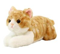 HOMEXYLYL Chat en Peluche Réaliste Roux Tigré, Coussin Lesté en Forme De Chaton for Soulager L'anxiété des Adultes Et des Enfants Cadeau Doux Et Apaisant.(Yellow,50cm(19.6"))