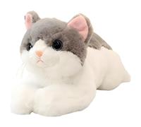 HOMEXYLYL Chat en Peluche Réaliste Roux Tigré, Coussin Lesté en Forme De Chaton for Soulager L'anxiété des Adultes Et des Enfants Cadeau Doux Et Apaisant.(Gray,50cm(19.6"))