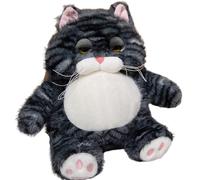 HOMEXYLYL Chaton en Peluche, tigré Doux et Mignon, Chat en Peluche for Enfants, câlin endormi, Cadeau d'anniversaire, de noël, for garçons et Filles(Black,28cm/11)