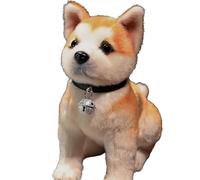 HOMEXYLYL Peluche Akita Inu, Chien Japonais Réaliste en Chiot Souple Et Articulé Idéal for La Décoration Intérieure Cadeau Câlin for Les Enfants Et Les Amoureux des Chiens(Crouching,30cm/11.8")