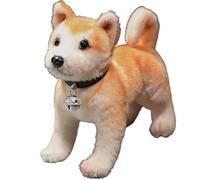 HOMEXYLYL Peluche Akita Inu, Chien Japonais Réaliste en Chiot Souple Et Articulé Idéal for La Décoration Intérieure Cadeau Câlin for Les Enfants Et Les Amoureux des Chiens(Standing,25cm/9.8")