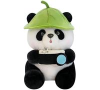 HOMEXYLYL Peluche Animal Panda, Feuille de Lotus Chapeau Jouet Adorable Photographe Anniversaire Noël Garçon Fille Adulte Cadeau Enfants Mignon Amoureux(40cm/15.7")