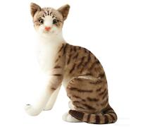 HOMEXYLYL Peluche Chat, Animal Doux Assis pour Enfants Décoration de Maison Compagnon Couchage Câlin Chambre à Coucher(Tabby Cat,35cm/13.7in)