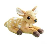 HOMEXYLYL Peluche de Cerf, Animal Réaliste Couché avec des Yeux Scintillants pour Enfants et Adultes
