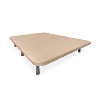 Homey - Base tapissée 3D Extra renforcée, Grande stabilité, avec Barres de Renfort et 6 Pieds métalliques filetés de 27 cm, 135 x 190, Beige