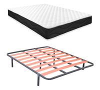 Homey Sleep Pro Lit Complet avec Matelas réversible + sommier à Lattes Basic avec 6 Pieds Pince, 135 x 190 cm