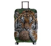 Homeyang Housse de Valise Tigre Boule Brune Housse Valise Protection Elastique 18-32 Pouces Lavable à la Machine Luggage Cover Polyester Spandex Amovible (M)