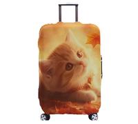 Homeyang Housse Valise Cat De Feuille Mignon Housse Protection Valise Élastique et Lavable Polyester Spandex pour Voyages Vacances Ajustement Parfait Luggage Cover Réutilisable (S)