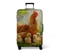 Homeyang Housse Valise Coq Orange Housse Protection Valise Élastique et Lavable Polyester Spandex pour Voyages Vacances Ajustement Parfait Luggage Cover Réutilisable (L)