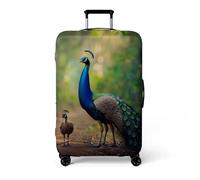 Homeyang Protection Valise de Voyage Blue Paon Élégant Housse de Valise Protection Elastique 18-32 Pouces Lavable à la Machine Luggage Cover Polyester Spandex Amovible (XL)