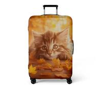Homeyang Protection Valise de Voyage Chat Orange Mignon Housse de Valise Protection Elastique 18-32 Pouces Lavable à la Machine Luggage Cover Polyester Spandex Amovible (S)