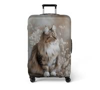Homeyang Protection Valise de Voyage Gris Marron Chat Housse de Valise Protection Elastique 18-32 Pouces Lavable à la Machine Luggage Cover Polyester Spandex Amovible (M)