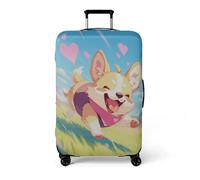 Homeyang Protege Valise Chien Cœur Rose Housse Valise Protection Élastique et Lavable Polyester Spandex pour Voyages Vacances Ajustement Parfait Luggage Cover Réutilisable (S)