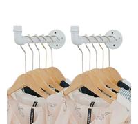 Homeyeeng Lot de 2 porte-vêtements muraux industriels - Cintre en métal robuste avec crochet, porte-vêtements mural, barre de penderie murale pour vêtements, tringle de suspension pour placard, blanc