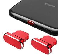 HOMEYU Bouchon Anti-Poussière Premium en Aluminium pouriPhone 12,11, X, XS, XR, 8, 7, Plus, Max, Pro,[2-Pack] - Housse Jet Port Lightning - (Rouge)