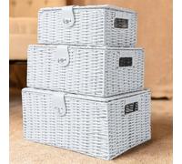 HomeZone 3x Paniers de Rangement Tissés à la Main - Panier de Rangement de Différentes Tailles