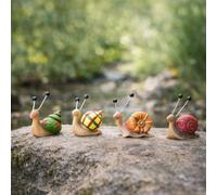 HomeZone Lot de 4 figurines d'escargot en résine imperméable peintes à la main pour le jardin et la maison