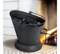 HomeZone Seau à charbon noir pour cheminée, petit bois, charbon et carburant, accessoire d'intérieur pour la maison