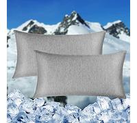 HOMFINE Taies Oreiller Fraicheur Lot de 2, Fibre de Refroidissement Japonaise Q-Max 0.45, Protège Oreiller Respirante Douce avec Fermeture à Glissière Cachée, Gris 40 X 80 CM