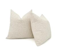 HOMFINER Lot de 2 Housses de Coussin en Boucle bou texturées Modernes avec Accent de Style Rustique et bohème pour décoration d'intérieur, canapé, lit, Salon, 45,7 x 45,7 cm