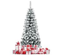 HOMFME 140cm Sapin de Noel Forme en Crayon, Sapin de Noel Artificiel en PVC et Flocage avec Base en Fer, Ideal Décoration de Noël pour Maisons, Hôtels, Ecoles (140cm)