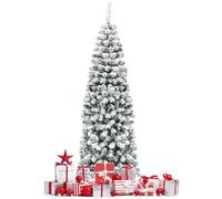 HOMFME 180cm Sapin de Noel Forme en Crayon, Sapin de Noel Artificiel en PVC et Flocage avec Base en Fer, Ideal Décoration de Noël pour Maisons, Hôtels, Ecoles (180cm)
