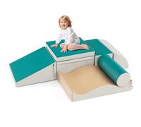HOMFME 7 PCS Parcours Motricité Bébé, Blocs Escalade Mousse PU pour Grimper & Glisser, Facile Nettoyer & Multi-Couleur Jeu Blocs, Jouets Éducatifs pour Enfants d'Âge Préscolaire (Vert)