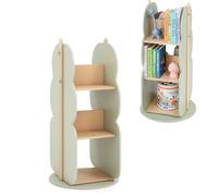 HOMFME Bibliotheque Enfant Rotative 360° à 3 Niveaux, Étagère Rangement en Forme d’Arbre avec 5 Compartiments Ouverts, Base Ronde Pivotante, pour Chambre d'enfant, Salon (30 x 30 x 90 cm)