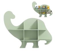 HOMFME Étagère Murale en Forme de Dinosaure à 2 Niveaux Stable, Bibliothèque Murale Flottante en Bois avec 6 Compartiments Ouverts, 105 CM, Idéal pour Chambre d’Enfant, Salon, Verte