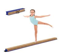 HOMFME Poutre Gymnastique Pliable Enfant 240 CM, Poutre d’Équilibre Intérieur Transportable avec 2 Poignées, Entraînement de Gymnastique avec Surface en Suédé, Idéal pour Enfants, Débutants (Bleu)