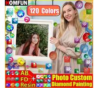 HOMFUN 120 couleurs Photo personnalisée 5D diamant peinture résine + poussière de fée + AB perceuse plein strass bricolage décor cadeaux Fairy Dust Square