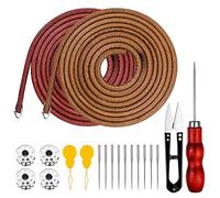 Homgaty 2 Pcs Courroie Machine à Coudre en Cuir avec Crochet 183 cm*5 mm 10 Pcs Aiguilles à Coudre 4 Pcs Bobines de Machine à Coudre 2 Pcs Enfiles-aiguille pour Pied Machine à Coudre Pédale Singer