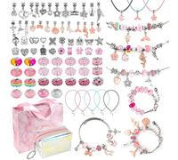 Homgaty Cadeau Fille 6-12 Ans, Kit Fabrication Bijoux Breloques Creation Bijoux pour Cadeau Filles, Kit Bijoux de Bracelets Breloques Fille DIY pour 6 7 8 9 10 11 12 Ans Filles (Rose)
