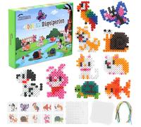 Homgaty Lot de 1000 grandes perles à repasser de 10 mm avec plaques, 10 motifs d'animaux et papier à repasser, 10 couleurs vives XL, kit créatif pour enfants à partir de 3 ans